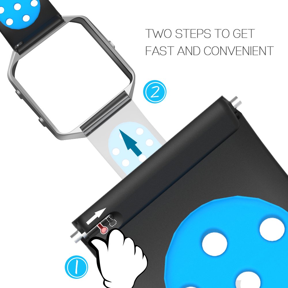 Accessories for Fitbit Blaze Band Strap,Gel Soft Silicone Replacement Sport Band for Fitbit Blaze Smart Fitness Watch (Black&Blue, 5.1-6.9 inch)