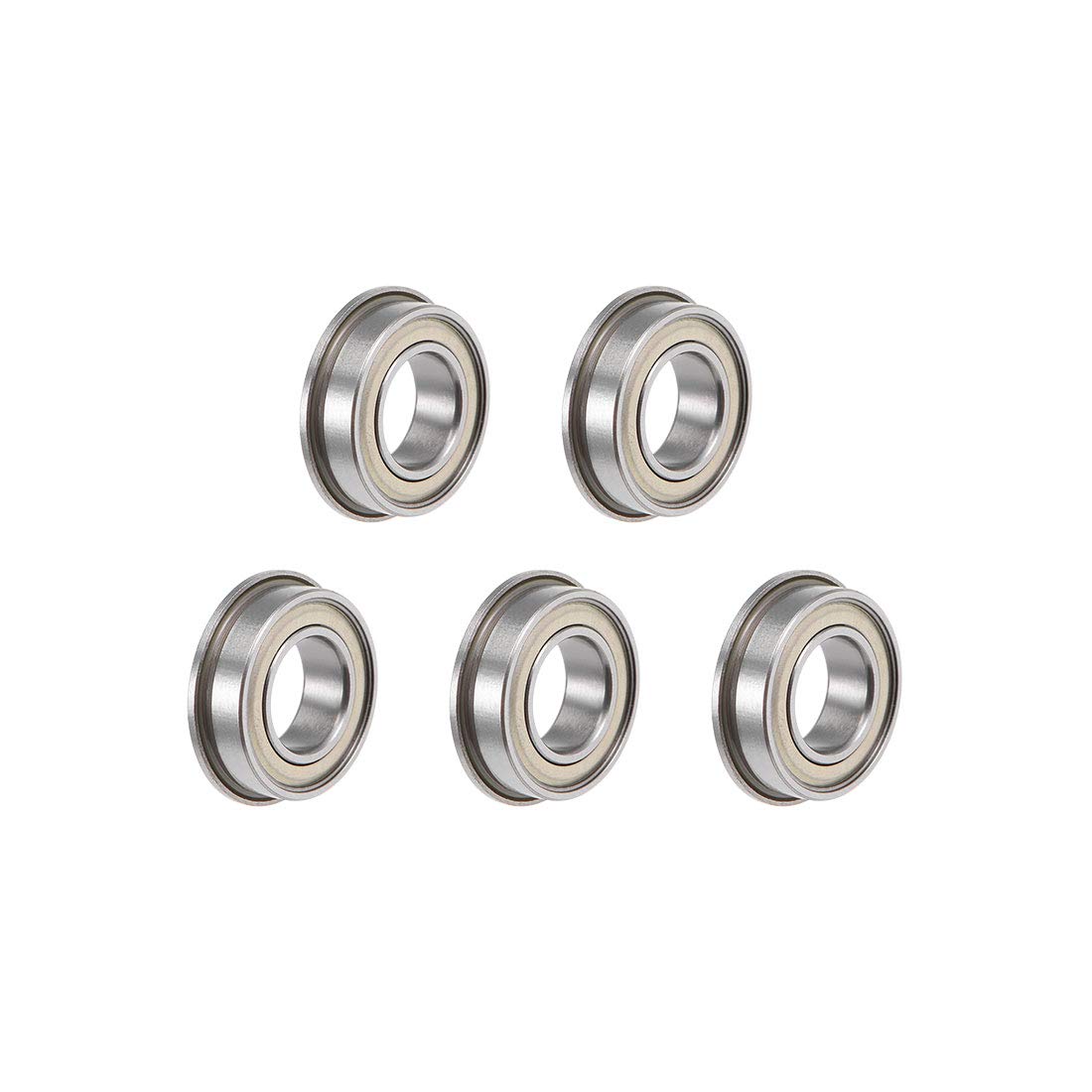 sourcing map F689ZZ Flanged Ball Bearing 9x17x5mm Shielded Chrome Steel Flange Rip Bearings 5pcs