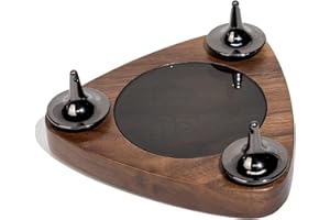 JSTFRU Spinning Tops,Metal Top Spinner with Glass Black Walnut Base,Spin Long Time,Mental Focus and Stress Relief,Perfect Balance,Well Made Metal Desk EDC Toys (3)