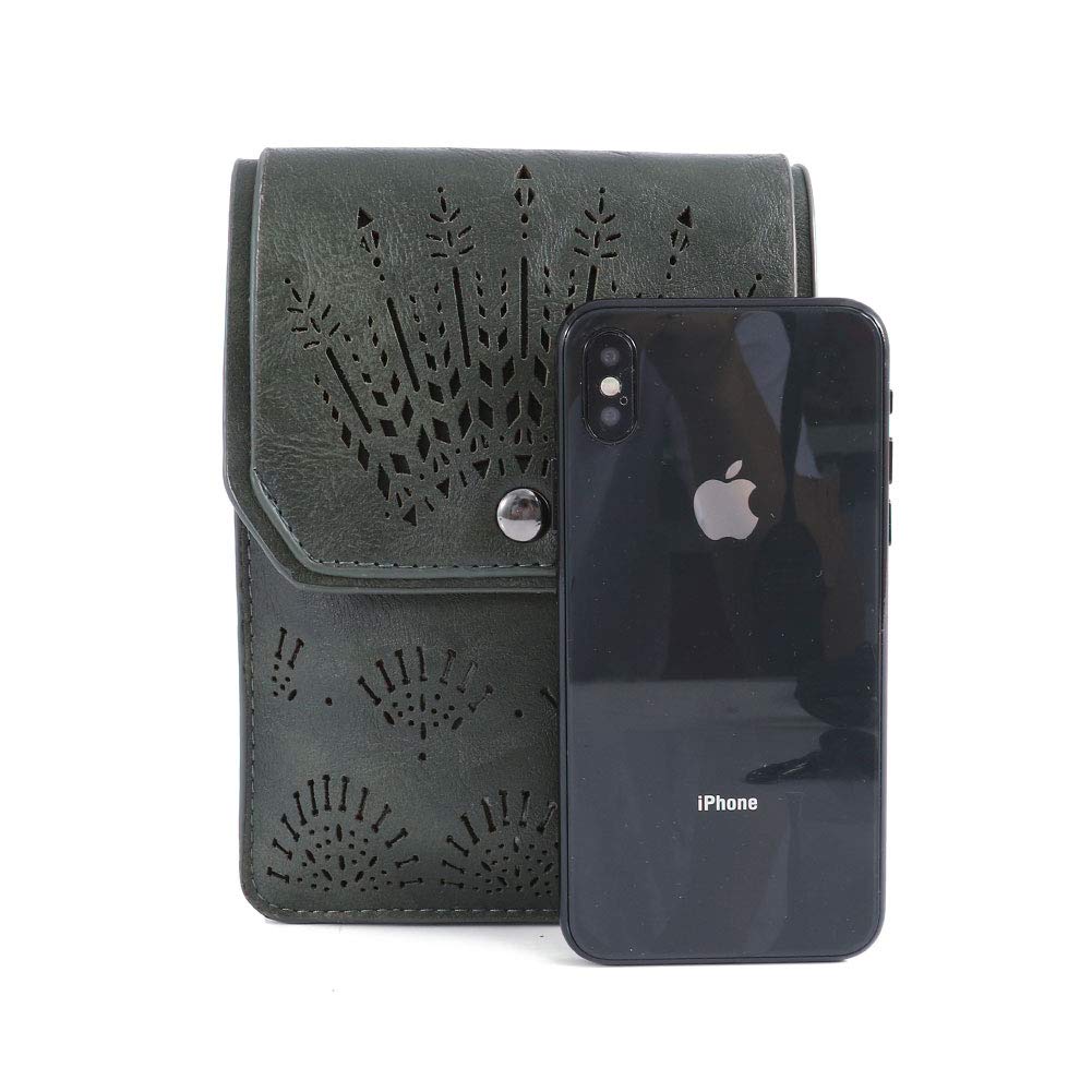 TENXITER Women Hollow Texture Small Crossbody Bags Cell Phone Purse Wallet for Girl (Green)