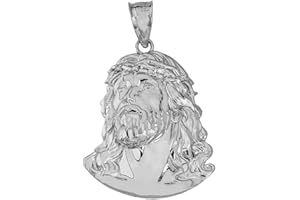 CLADDAGH GOLD Certified 14k Gold Jesus Christ Face Head Diamond (Large) 1.43" Charm Pendant