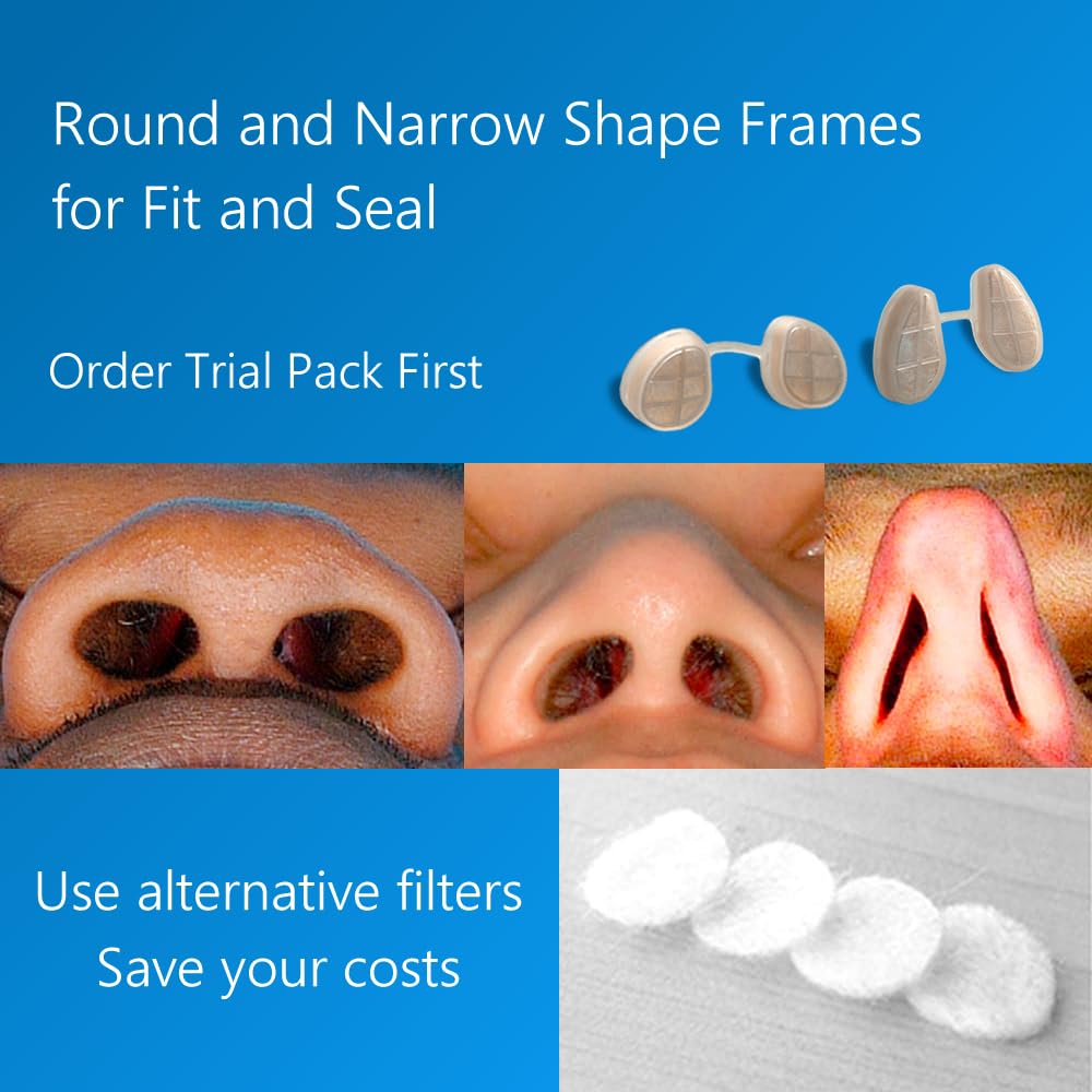 WoodyKnows Super-Defense Nasal Filters, Seasonal Allergies and Industrial Pollution aid, Public Transportation and pet Grooming Protection (Trial, Narrow, S/M/L/XL)