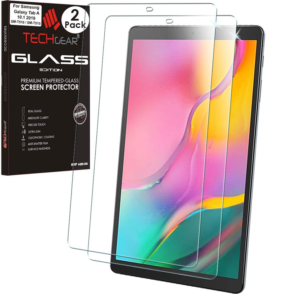 TECHGEAR [2 Pack GLASS Edition Screen Protector Compatible with Samsung Galaxy Tab A 10.1" 2019 (SM-T510 / SM-T515), Tempered Glass Screen Protector [9H] [HD Clarity] [Scratch-Resistant] [No-Bubble]