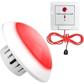 KOQICALL Wireless Emergency Call Button for Elderly, Bathroom Pull Cord Alarm with Strobe Light, 1 Pager Receiver 1 Help Button, Medical Alert System for Seniors, Disabled, Patients, Caregivers