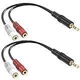 3.5mm Stereo to Dual Mono Cable, 2 Pack 6inch