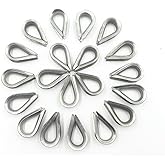 Vafon M6 Galvanized Steel 1/4" Diameter Wire Rope Cable 6mm Thimbles Rigging 20PCS