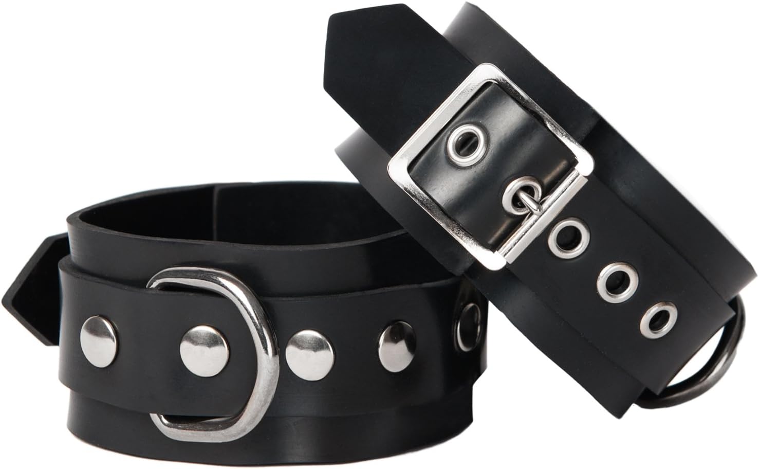 Sh! Rubber Restraint Wrist Cuffs Thick Black Latex Bondage BDSM