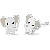 Boma Jewelry Sterling Silver Gray Resin Baby Elephant Animal Stud Earrings