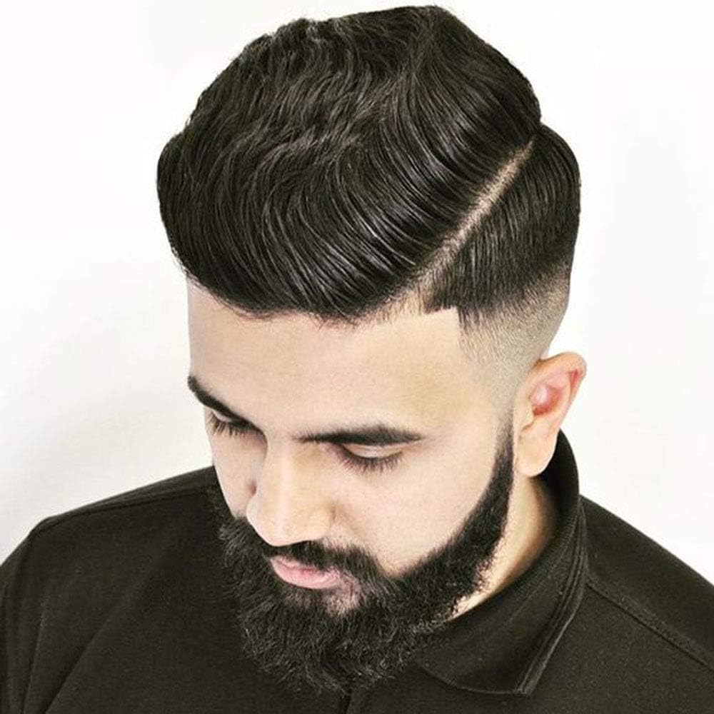 PANCY Swiss Lace Mens Toupee Hairpiece Human Hair System Hair Replacement Undetectable Toupee Front Lace and Poly Base Wig for Men (7x9, 1 Jet Black)