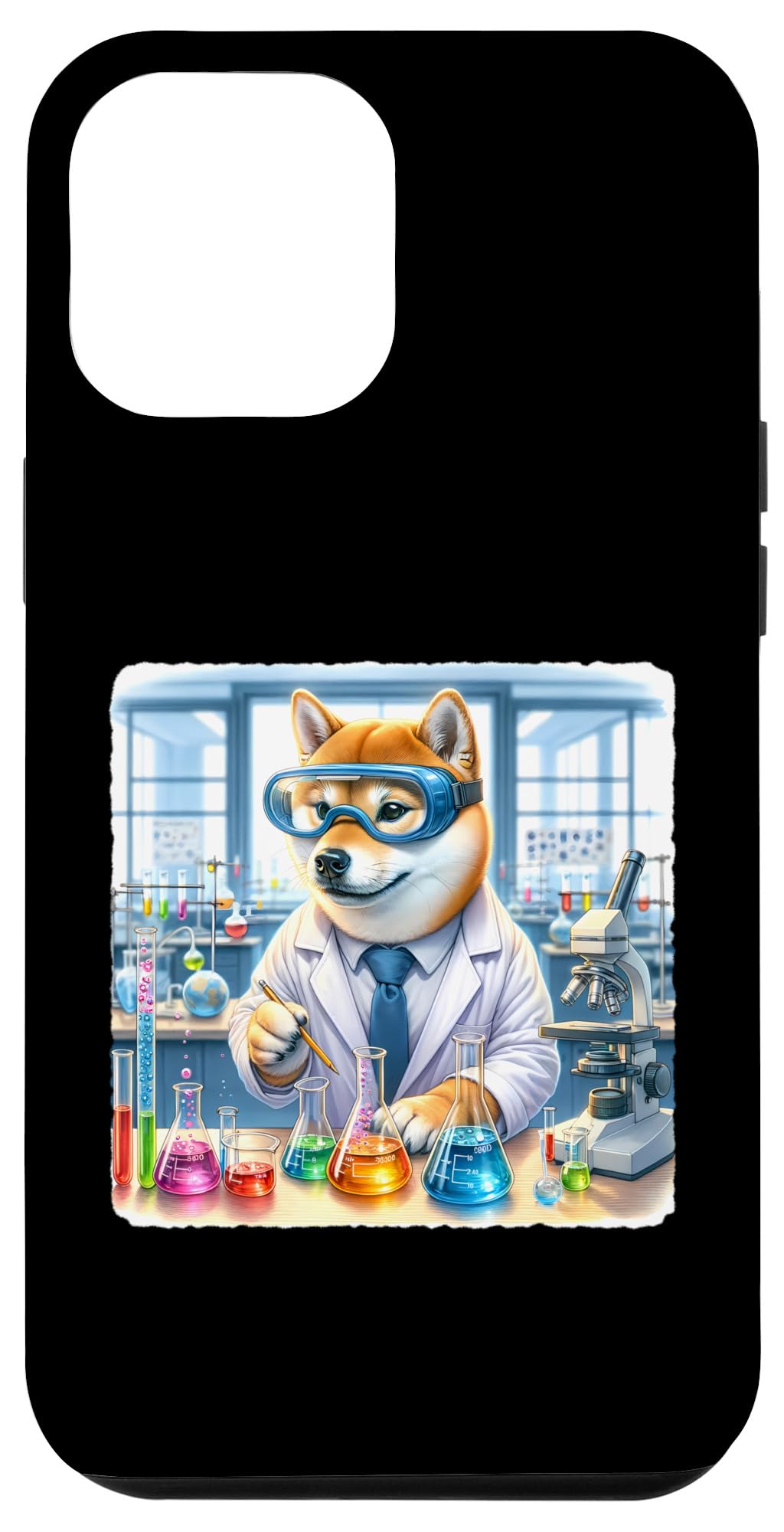 iPhone 14 Plus Shiba Inu Scientist Mixing Chemicals In Modern Lab. Dog Case