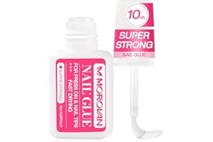 Morovan Super Strong Nail Glue: Nail Glue for Press Ons & Acrylic & Fake Nails Tips Brush on Long-Lasting Fast-Drying No U V Light Needed for Beginners DIY Home or Salon Manicure
