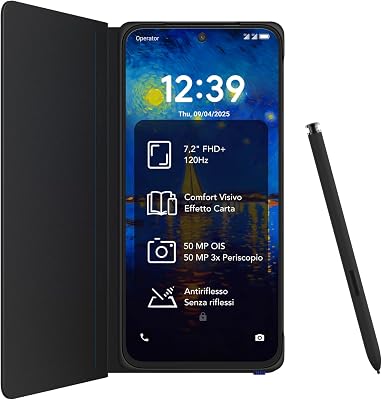 NXTPAPER 60 Ultra 5G Smartphone Android, 7,2" FHD+, 12 GB RAM + 512 GB ROM, telefono con protezione per gli occhi, nero nebulosa, con cover flip e stilo