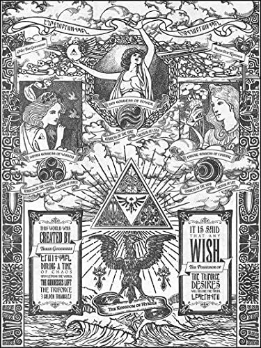 Legend of Zelda Game Inspired VIntage Art Nouveau 3 Goddesses of Hyrule Giclèe Print