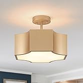 Modern Gold 3-Light Ceiling Light Fixture, Metal Industrial Semi Flush Mount Close to Ceiling Light, Farmhouse Light Fixtures