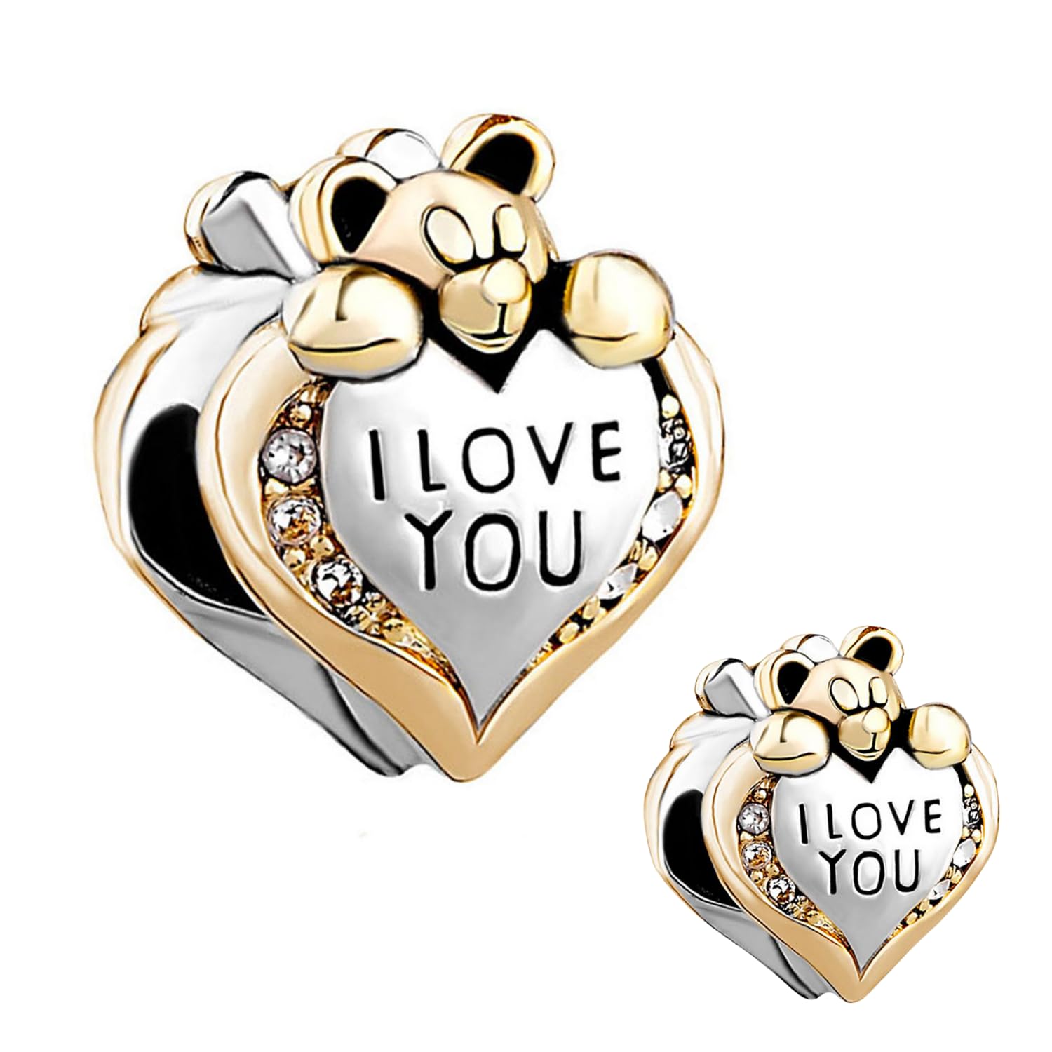 I Love You Cute Bear Heart Charm fits Pandora Charm Bracelets Gift Love Women Wife Mum Birthday Mothers Day Anniversary