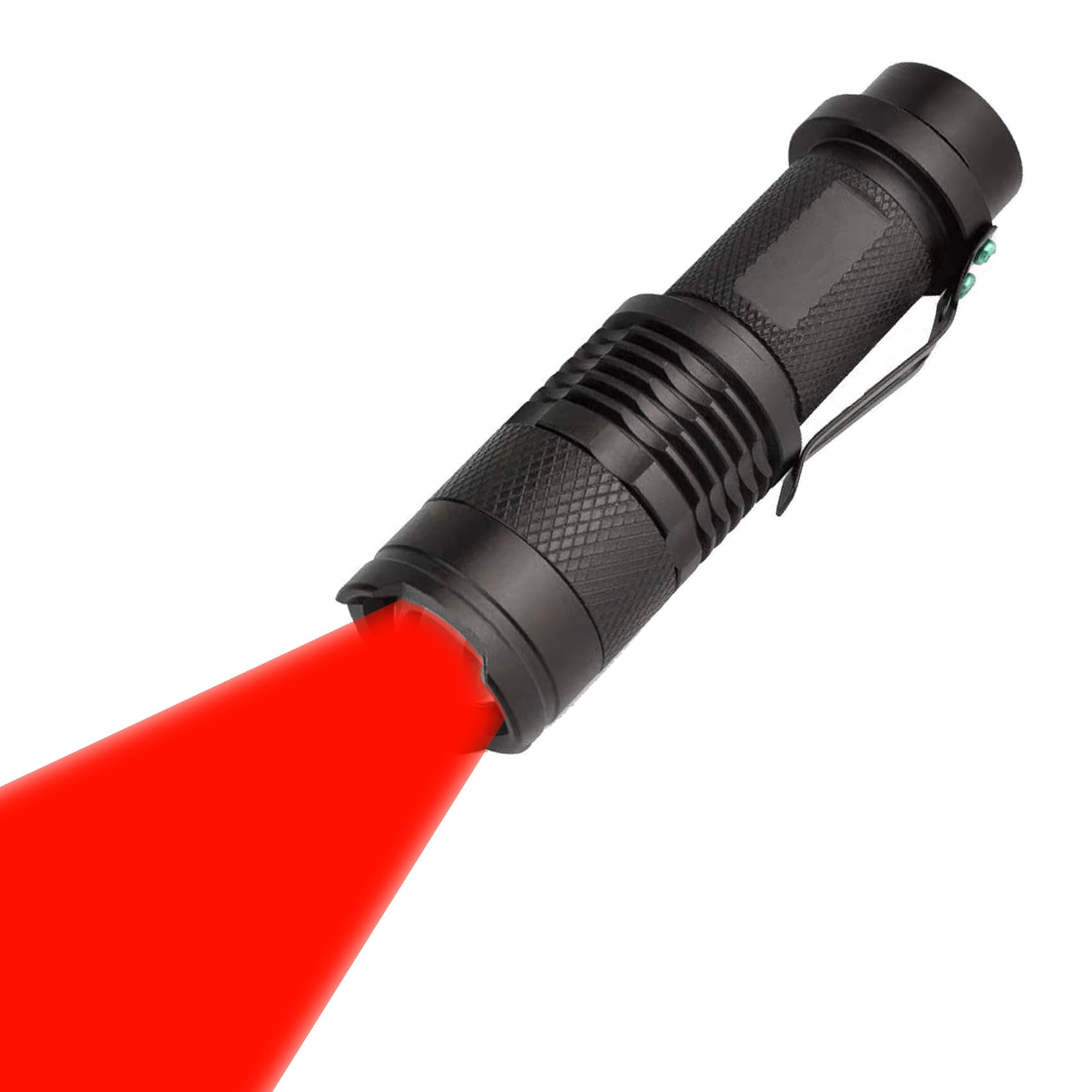 MODOAO Red Light LED Flashlight, Super Bright, Adjustable Focus, 4 Lighting Modes, Long Battery Life, Waterproof, Compact Pocket Size for Power Cuts, Emergency, Camping, Hiking, Outdoor, Night Fishing