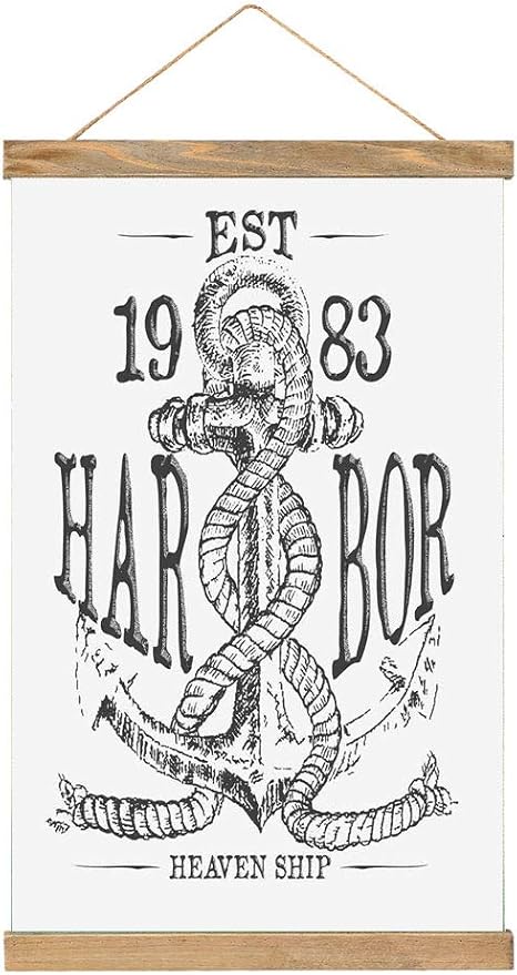 Amazon タペストリー 絵画 壁掛け アンカー アンティークアンカーとビンテージイラストハーバー天国出荷要素アート 飾り用 壁画 装飾用品 ズック製 高級 33 X 52 Cm グレーのロープ落書き アートフレーム ポスター オンライン通販