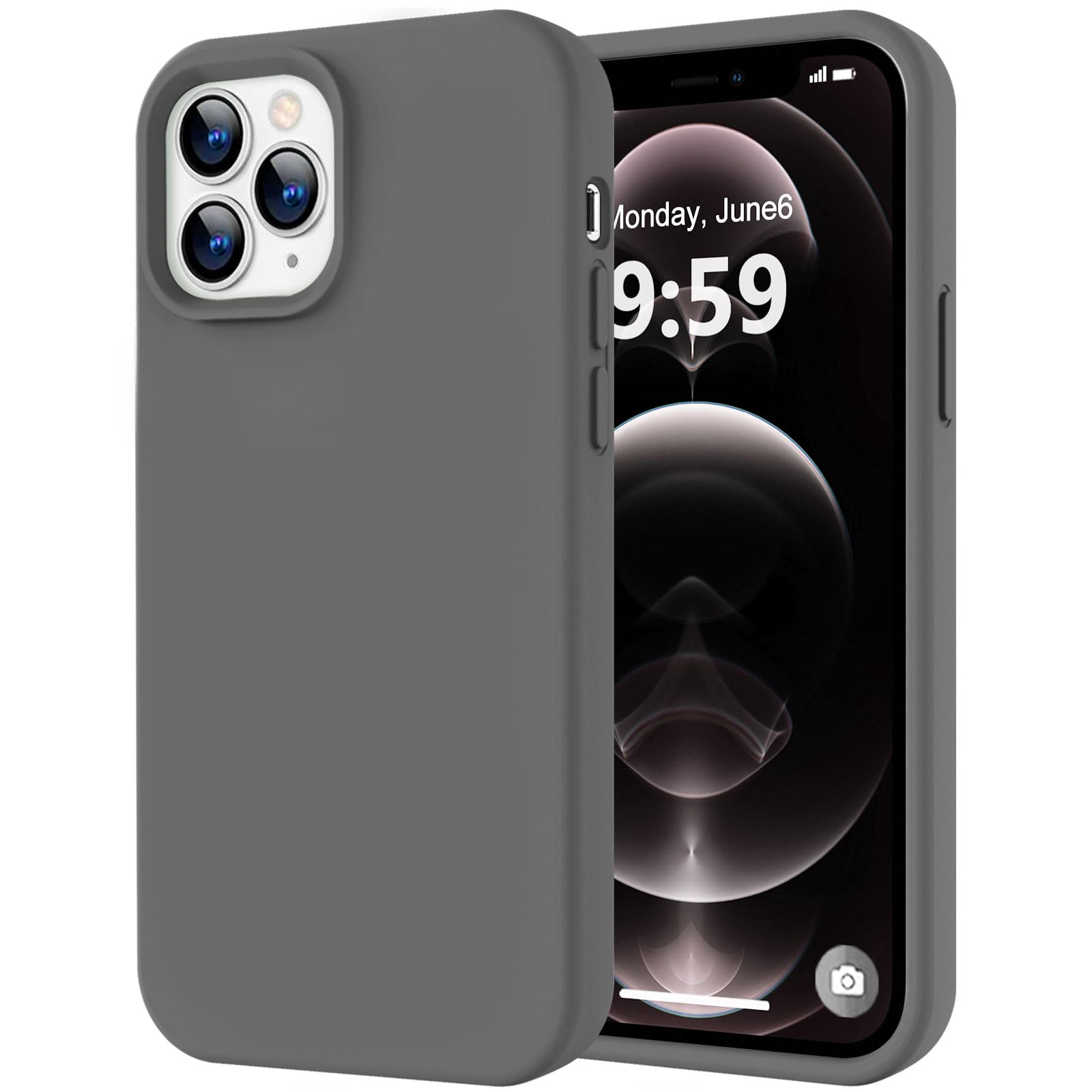 LOVE 3000 Compatible with iPhone 12 Pro Max Phone Case | Thickening Liquid Silicone | Anti-Scratch Microfiber Lining | Full-Body Duty Heavy Protection Case for iPhone 12 Pro Max Women Girls, Dark Gray — image 1