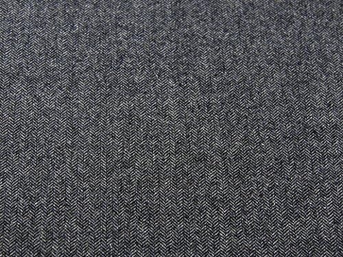 Minerva CraftsPolyester & Wool Herringbone Tweed Coating Dress Fabric Dark Grey - per metre