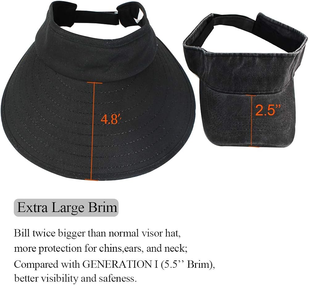 Sun Visor Hats Women Large Brim Summer UV Protection Beach Cap Black at  Women’s Clothing store