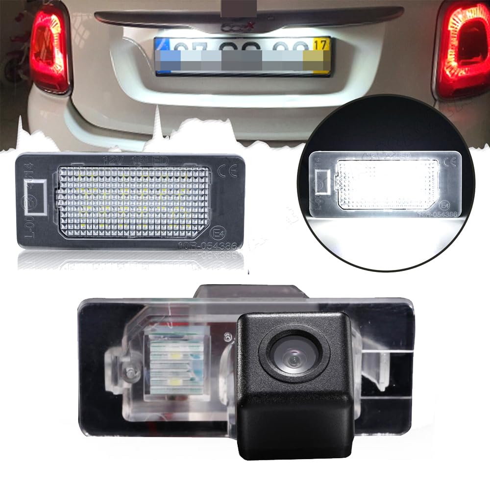Berlingan Car Reverse Number Plate Light Camera Night Vision Waterproof Parking System Reversing Camera for Fiat 500X Petrol Diesel SUV FWD 334 2014-2021 (OEM 51962525)