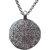 Baldur Jewelry - 925 Sterling Silver Viking Compass Necklace Vegvisir Pendant Hand Hammered Norse Jewelry Necklace - Viking Gifts for Men