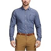 IZOD Men's Modern Fit Luxe Touch Twill Long Sleeve Button Down Shirt (US, Alpha, Medium, Regular, Regular, Blue)