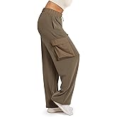 ODODOS Women's Modal Soft Wide Leg Cargo Pants with Pockets Adjustable Shockcord High Waist Loose Jogger Pants
