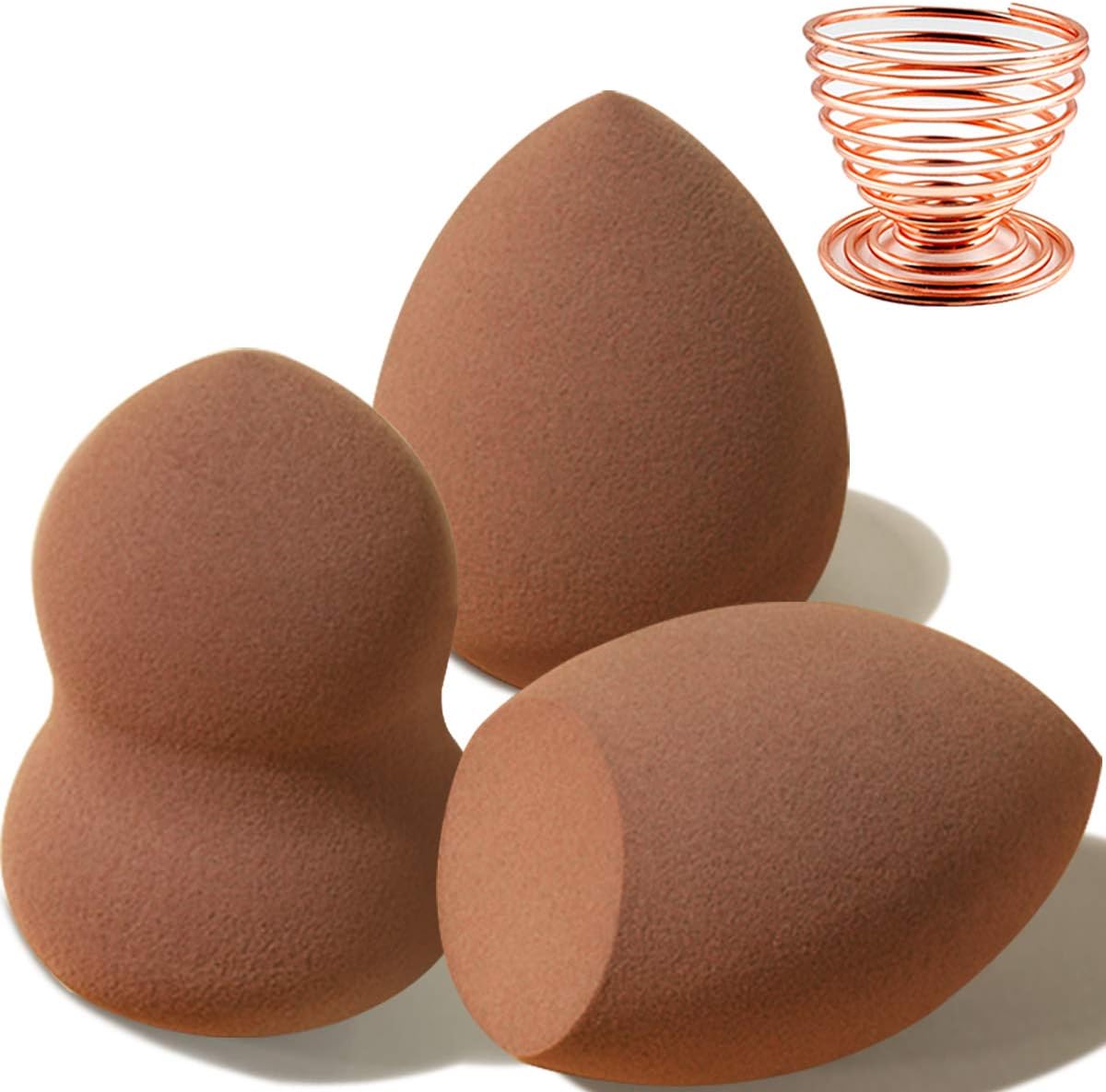 Makeup Sponge Set Foundation Sponge Blender Premium Quality Flawless for Blusher, Liquid, Cream and Powder Brown