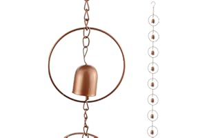 Pufguy 4.5 Feet Gutter Rain Chain Metal Rain Chains for Outside Copper Rain Chain Ring Rain Chain