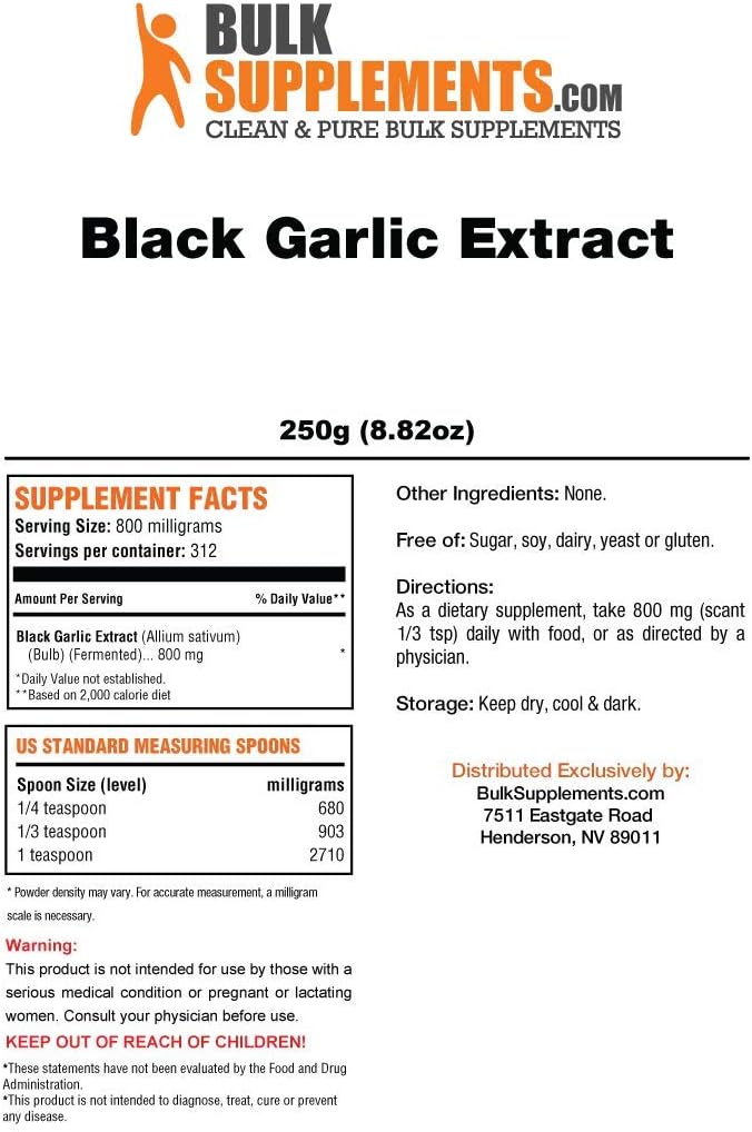 Bulksupplements Black Garlic Extract Powder (500 Grams): Health & Personal Care