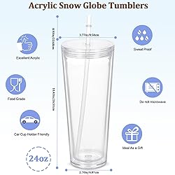 Micellwuu 6 Pack 24Oz Acrylic Snow Globe