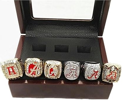 6 Pcs Alabama Crimson Tide Championship Rings In Set