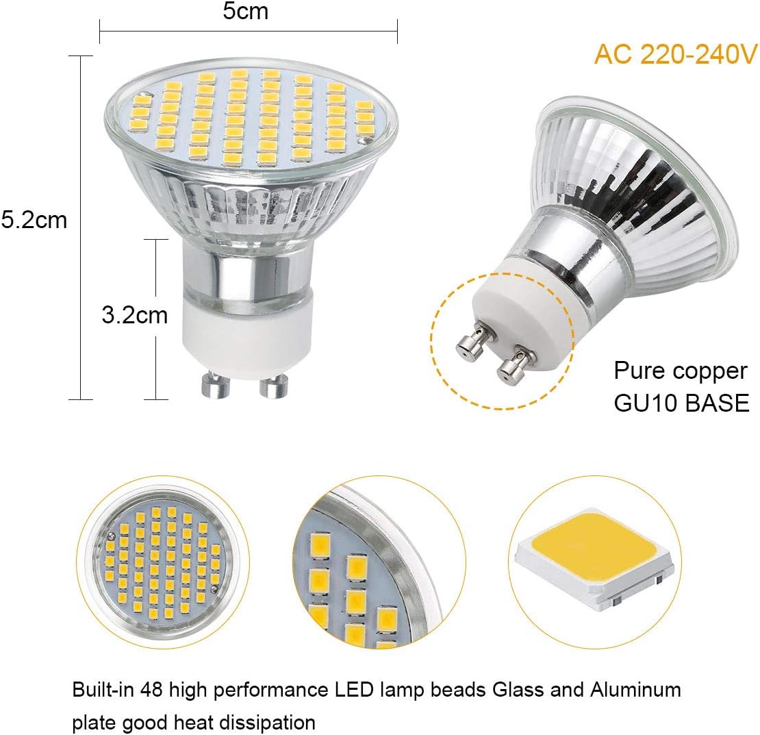 Vicloon GU10 LED 3W Spot Light Equivalent 30W Halogen Bulb, 2700K Warm White, 300LM, 120° Beam Angle, Pack of 6 - Image 3