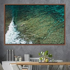 signwin Framed Canvas Wall Art Coastal Scenery Aerial...