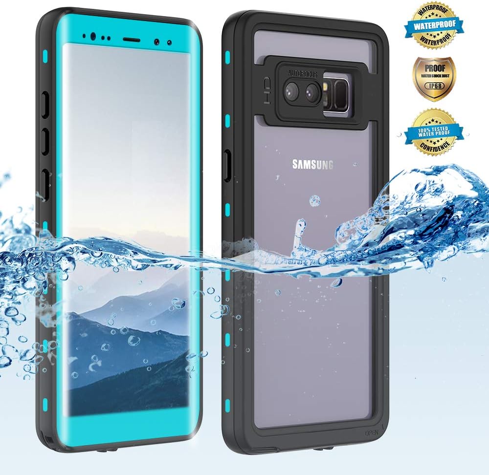 Samsung Galaxy Note 8 Waterproof Case, Shockproof Dustproof Snowproof Hard Shell Full-Body Underwater Protective Box Rugged Cover and Built in Screen Protector for Galaxy Note 8(Grass Blue)