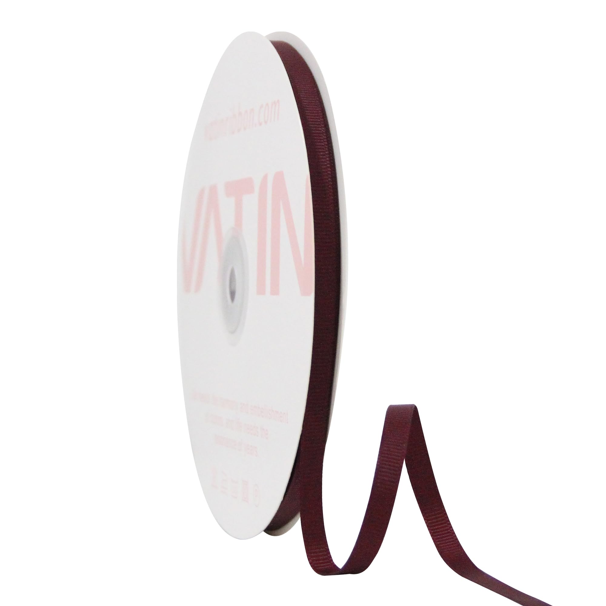 VATIN Solid 6 mm X 45 Metres Burgundy Grosgrain Ribbon 45 Metres Each Roll Perfect for Crafts, Wedding Decor, DIY Hair Accessories, Sewing, Gift Package Wrapping and More