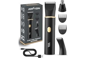 AREYZIN Body Hair Trimmer for Men Bikini Trimmer for Women Pubic Hair Removal Body Groomer Kit Electric Shavers for Arms Leg Hair, Nose Hair Trimmer, Rechargeable,IPX7 Waterproof,Black