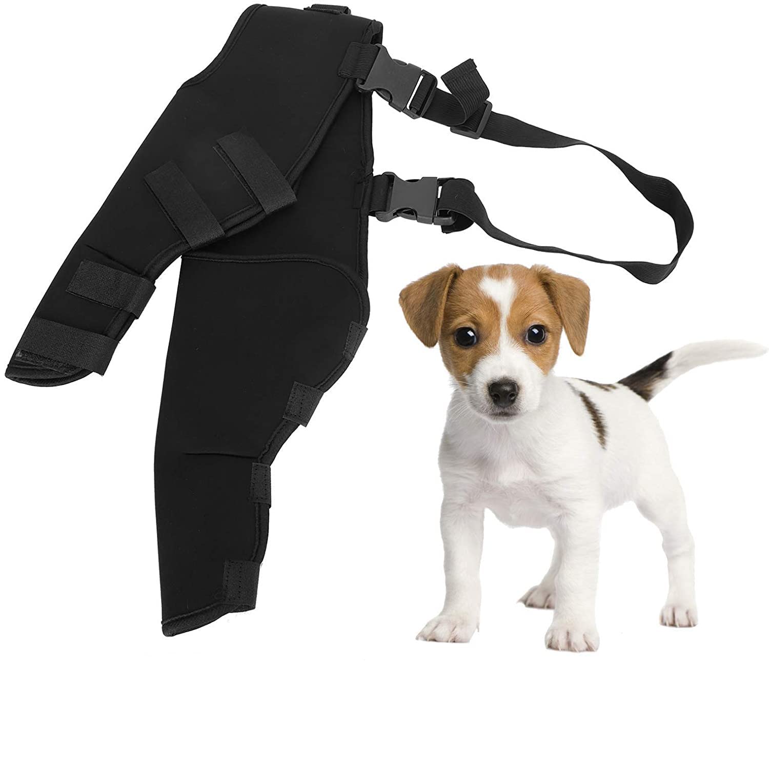 Pet Dog Hind Legs Protector, Adjustable Knee Brace Leg Support Dog Hock Brace Rear Leg Joint Wrap Protects for Dogs Hind Legs Recover(L-Black)