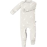 GUNAMUNA Convertible Baby Footie Pajamas, 2-in-1 Romper with Diaper-ZiP, Fold-Over Mittens & Cuffs