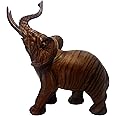 Handcrafted Elephant Decor Wall Art Shelf Accents - Wood Grain Figurine Statue Sculpture for Home Office Bookshelf Desktop - Collectible Gifts for Mom - Espresso