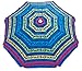 Rio Brands Paradise Awaits Palms Stripe Beach Umbrella with Sun Block, Blue Stripe