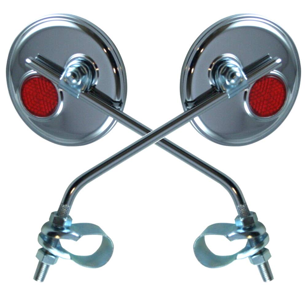 2x Bicycle Mirror Vintage Rear Mirror Diameter 75 mm Chrome Round Handlebar Diameter 22 mm Left Right Road Bike Custom MTB