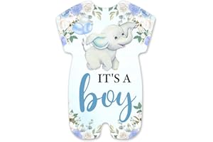 brayqu Boy Baby Shower Party Invitations Blue Elephant Baby Shower Shaped Invitations Fill-in Baby Shower Party Invites (20 Invitation Cards with Envelopes)