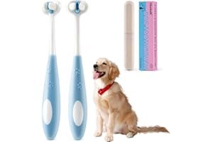 Gluckelk 2 Pcs 3-Sided Dog Toothbrush, Puppy Toothbrushes, Ultra Soft Nano Bristles, Suitable for Teeth with Sensitive Gums, Pet Dental Care Oral Hygiene, for Small and Medium Dogs