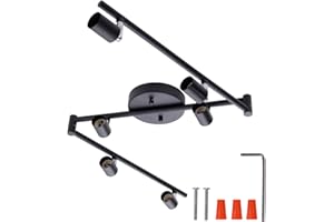 AIBOO 6-Light Adjustable Dimmable Track Lighting Kit, Flexible Foldable Arms, Matt Black Color Perfect for Kitchen,Hallyway Bed Room Lighting Fixture, GU10 Base Bulbs not Included