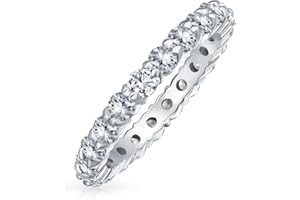 BLING JEWELRY Cubic Zirconia CZ Band Stackable Wave Set Eternity Anniversary Wedding Band Ring For Women .925 Sterling Silver