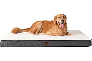 EHEYCIGA Orthopedic XL Dog Beds for Extra Large Dogs with Removable Washable Cover for Crate, Beige, 41x27