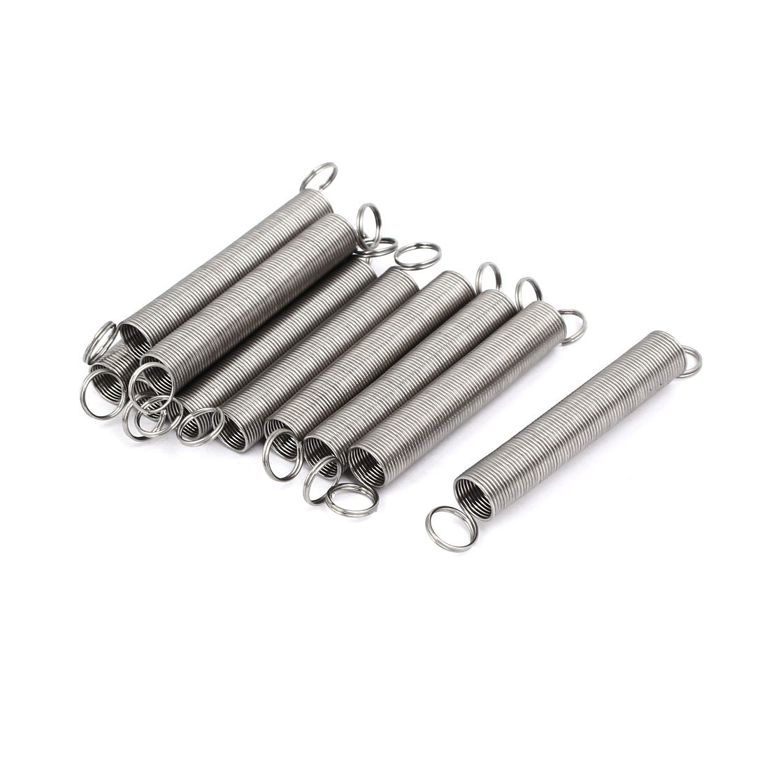 Sourcingmap 0.6mmx8mmx60mm 304 Stainless Steel Tension Springs Silver Tone 10pcs