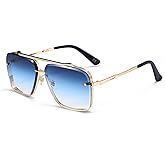 Dollger Square Aviator Sunglasses for Men and Women Fashion Metal Vintage Gradient Shades Sunglasses UV400 Protection